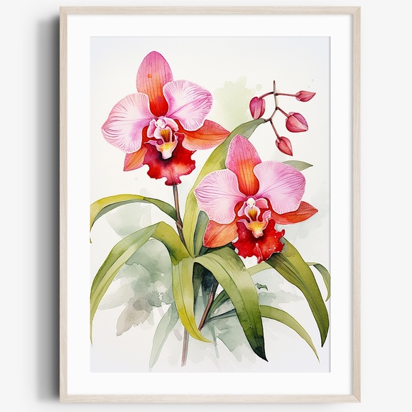 Creative Path Studios Other - Watercolor Orchids Wall Art Illustration Print Poster Unframed